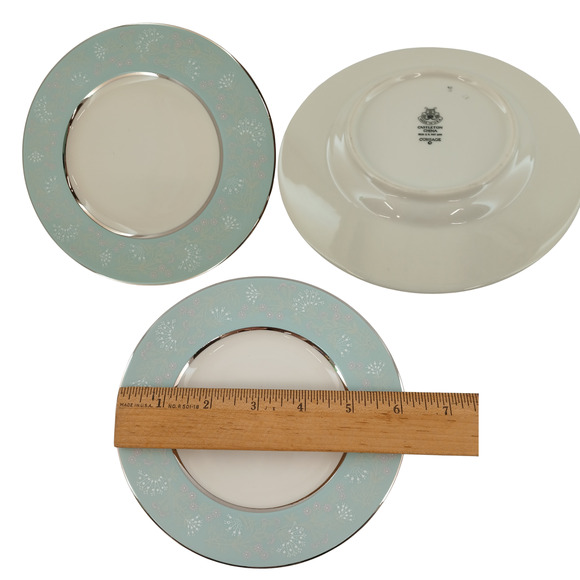 Castleton China “Corsage” Aqua Floral Dinnerware Set Of 5 Cup Plater Salad Bread - Picture 6 of 10